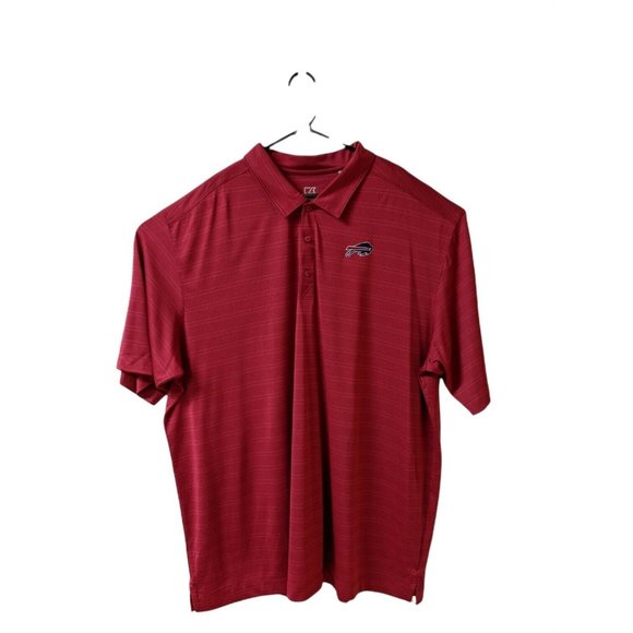 Buffalo Bills Cutter & Buck Interbay Red Melange Stripe Polo Golf Shirt Size 4XT - Picture 2 of 8
